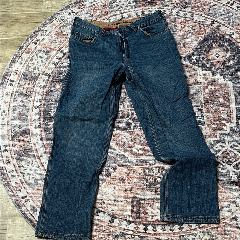 Duluth Trading Co Relaxed Fit INSULATED Dark Blue Jeans 36x34